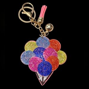 Colorful Rhinestone Balloon Bag Charm Keychain